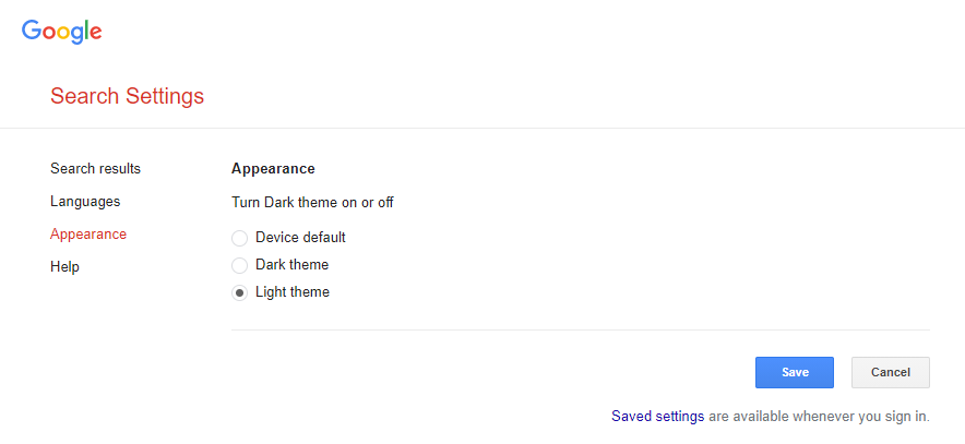 Cách sử dụng Chế độ tối của Google Tìm kiếm