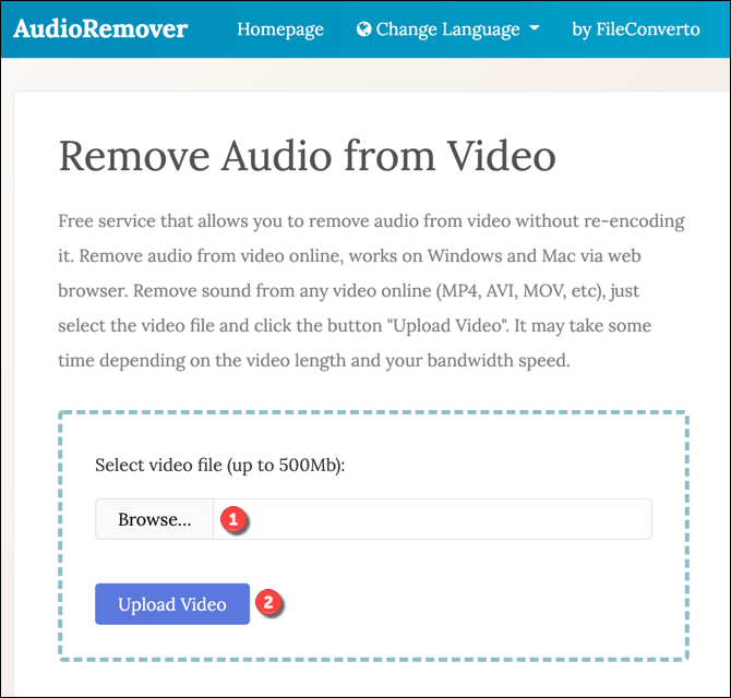 AudioRemover Upload Options