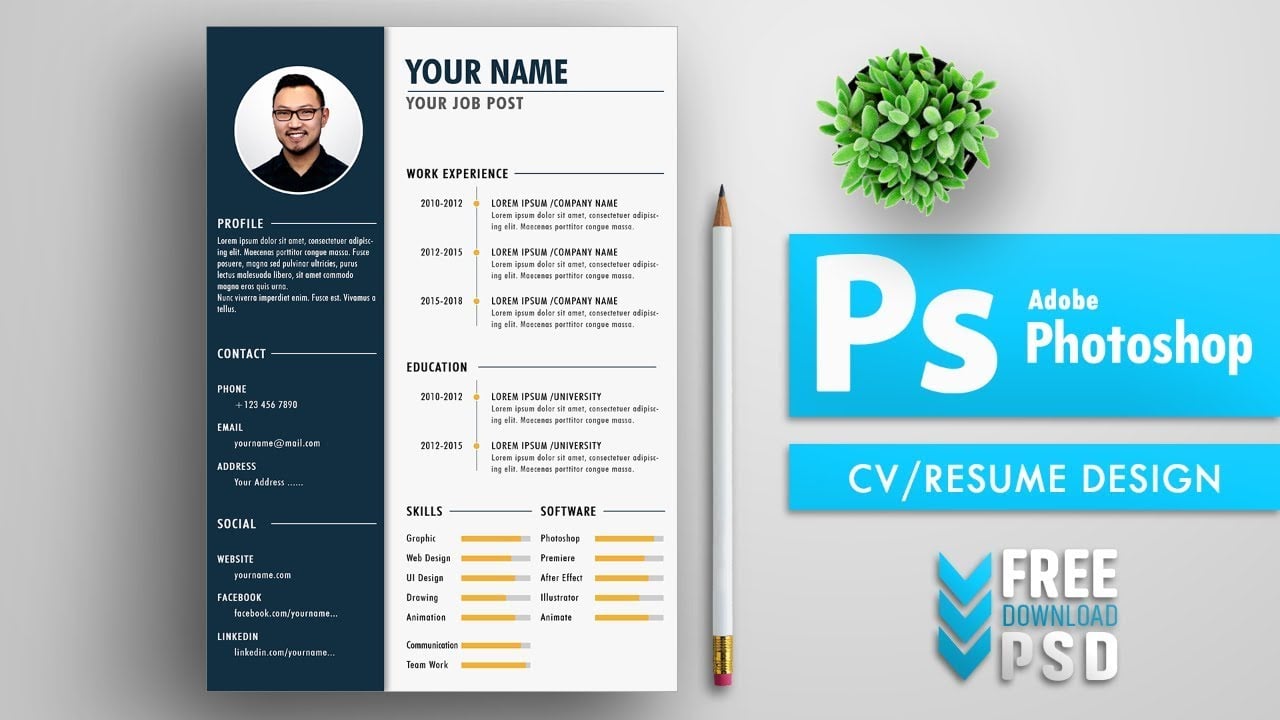 Tải về 5 mẫu CV template đẹp và ấn tượng (PSD, AI)