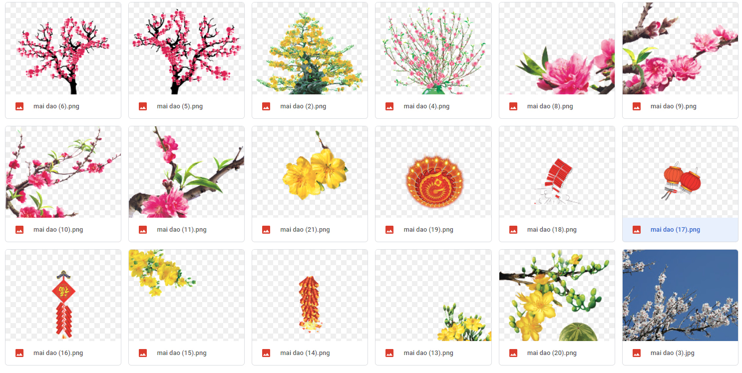 Chia sẻ file hoa mai và hoa đào để ghép tết (PNG, PSD)