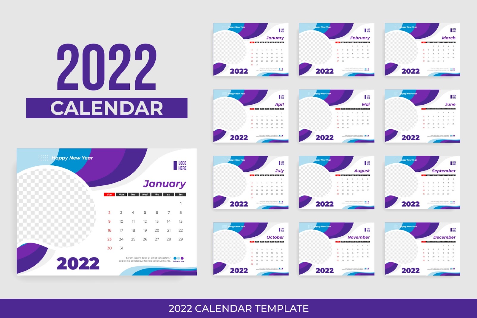 Tải về 20 file thiết kế lịch để bàn năm 2022 (Ai)