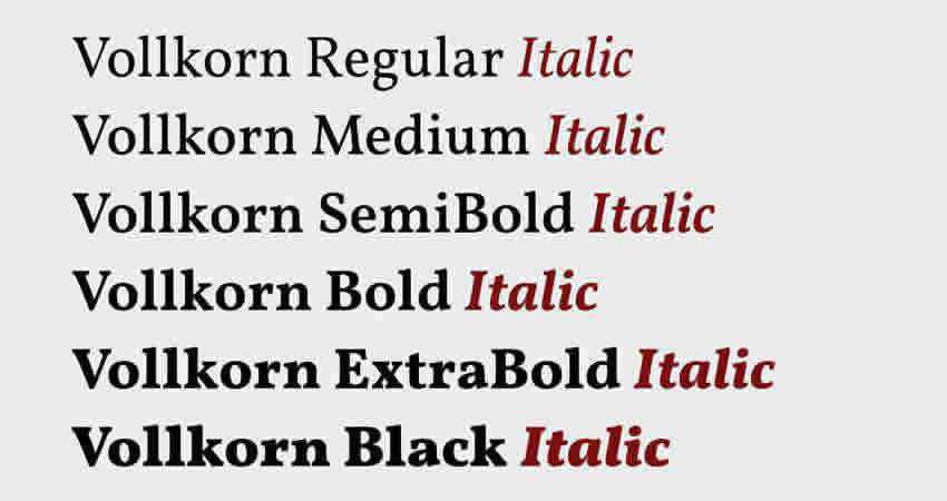 Serif Free Font Designers Creatives Vollkorn Serif