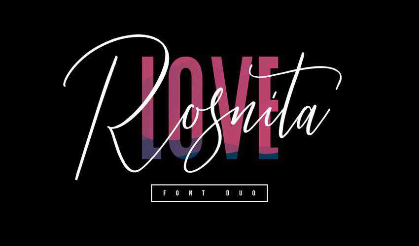 phông chữ miễn phí thư pháp typography script Tình yêu Rosnita