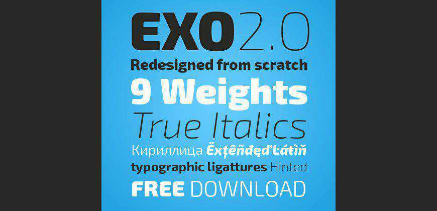 Exo 2.0 Contemporary Geometric Sans Serif free clean font typeface