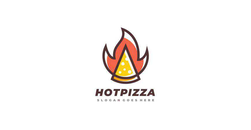 Hot Pizza Logo Mẫu nhà hàng nấu ăn thức ăn