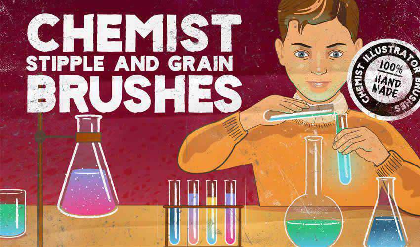 Nhà hóa học Stipple Grain adobe illustrator brush brushes abr pack set miễn phí
