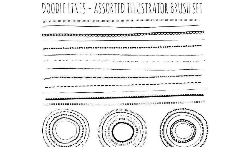 Natural Sketch Doodle Lines adobe illustrator brush brushes abr pack set miễn phí