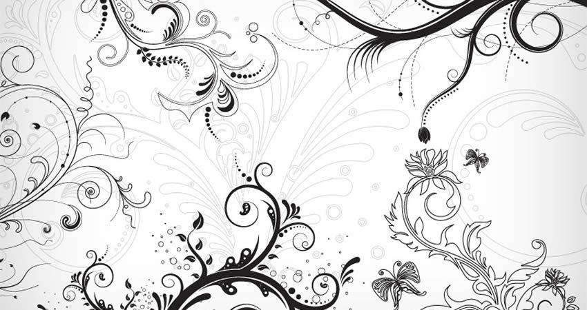 5 đồ trang trí hoa trang trí các vector Mẫu vẽ minh họa miễn phí