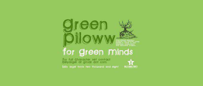 Phông chữ miễn phí màu xanh lá cây Piloww Chunky 3d