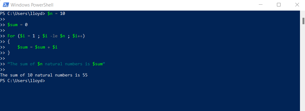 Cach mot PowerShell For Loop co the chay mot lenh