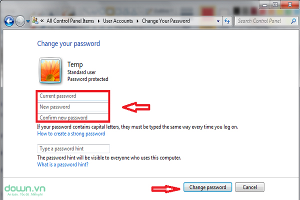 Cách đổi mật khẩu máy tính laptop - Bước 4
