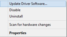 Click on update driver software