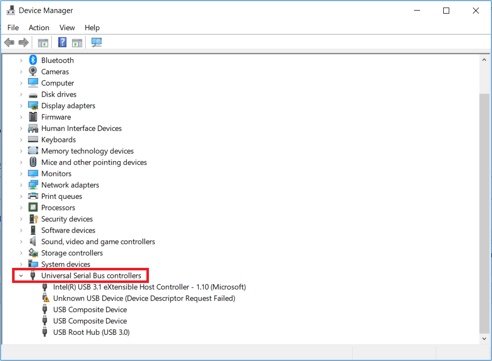 In Device Manager Window Pops Up, Go To Universal Serial Bus Controllers Category