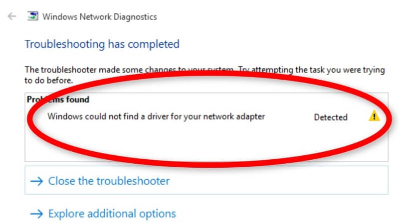 Windows Could Not Find Driver for Your Network Adapter