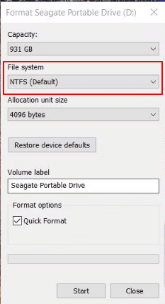 NTFS Format the Disk