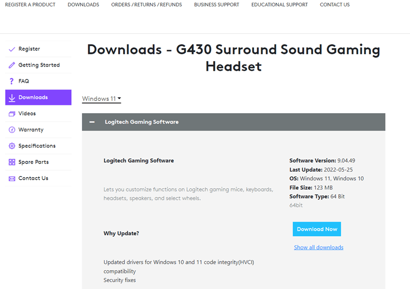 G430 Surround Sound Gaming Headset Download driver